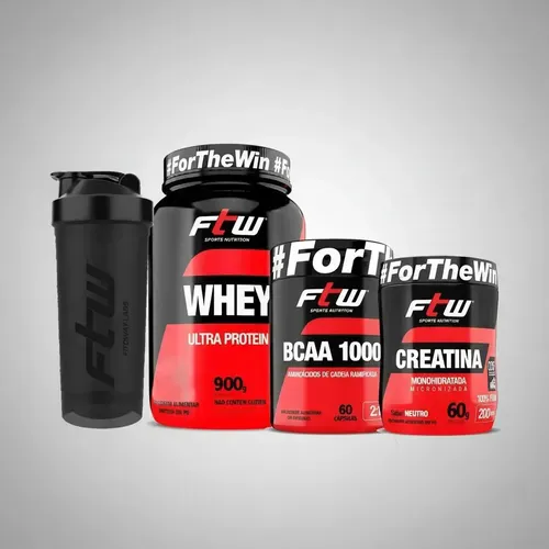 Kit FTW Whey Ultra sabor Baunilha + Creatina + BCAA e Coqueteleira