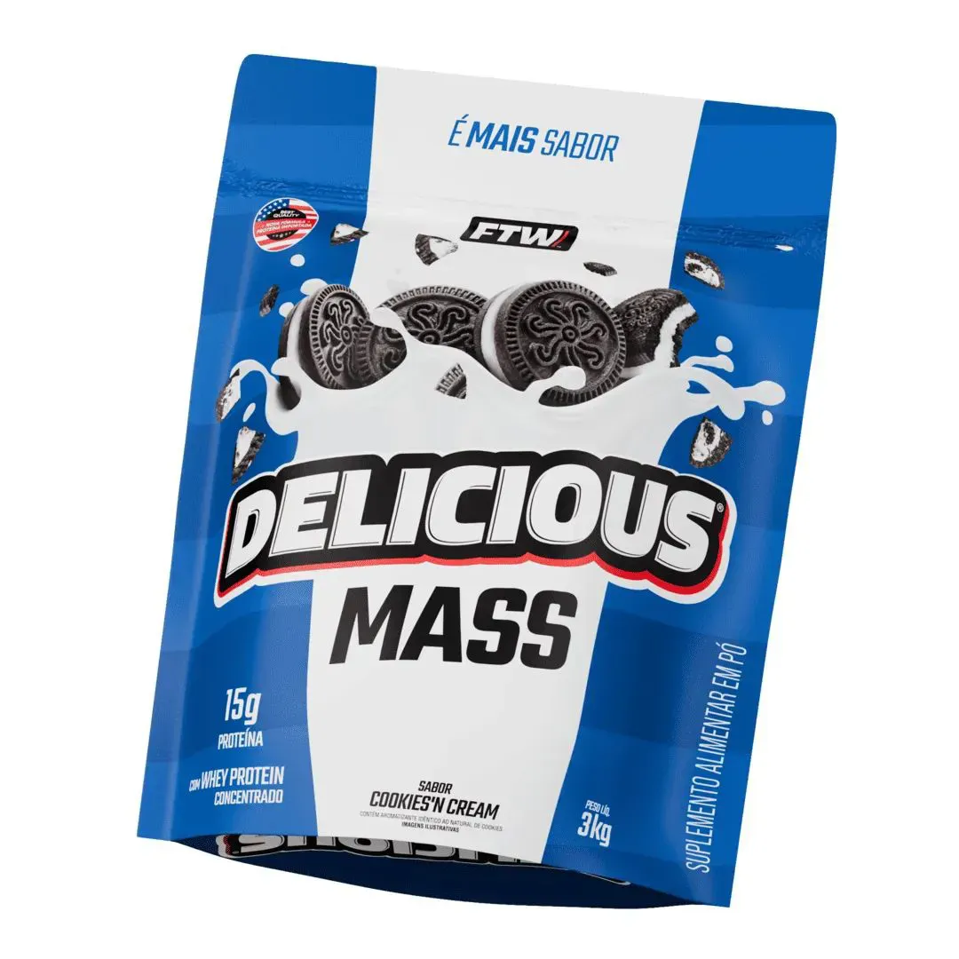 Hipercal�rico Delicious MASS Cookies'N Cream 3kg - FTW