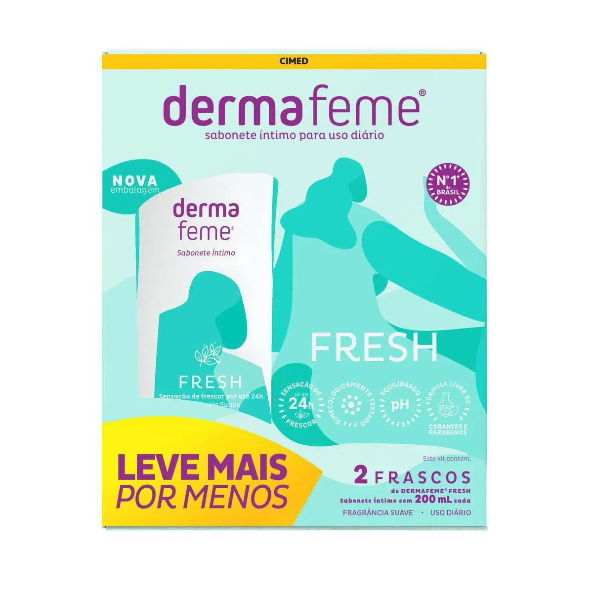Kit Sabonete �ntimo L�quido Dermafeme Fresh com 2 unidades de 200ml cada