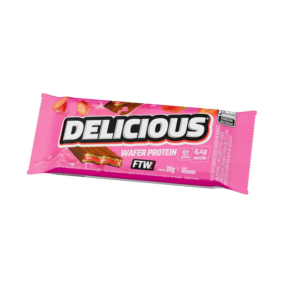Wafer Protein Delicious Sabor Morango 30g - FTW