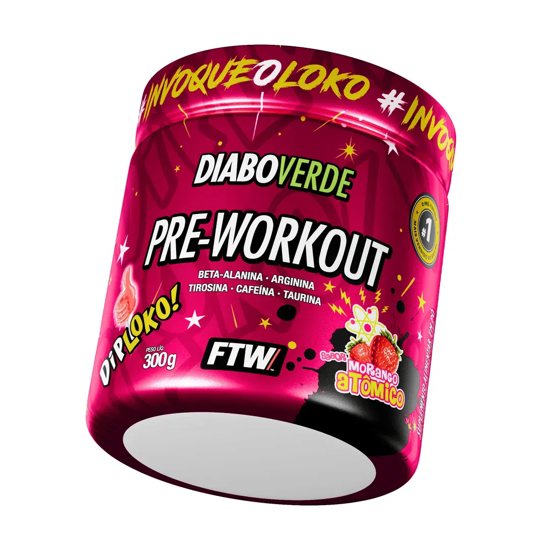 Pr�-Treino Diabo Verde Dip Loko! Morango At�mico 300g - FTW