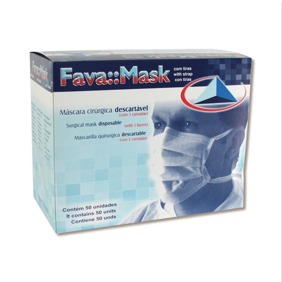 Máscara Cirúrgica Descartável Com Elástico – 50 unidades