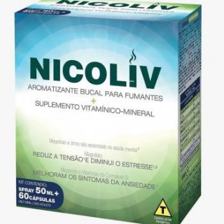 Nicoliv kit parar de fumar com 60 cpsulas e spray com 50ml