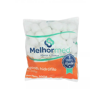 Algodo Hidrofilo em bolas 100g - Melhormed